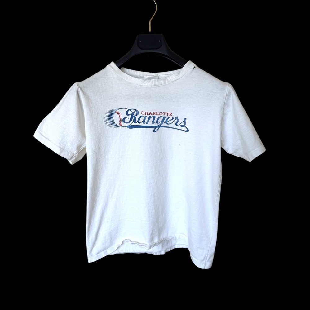 Vintage 80's Charlotte Rangers White T-Shirt North Carolina Baseball Large